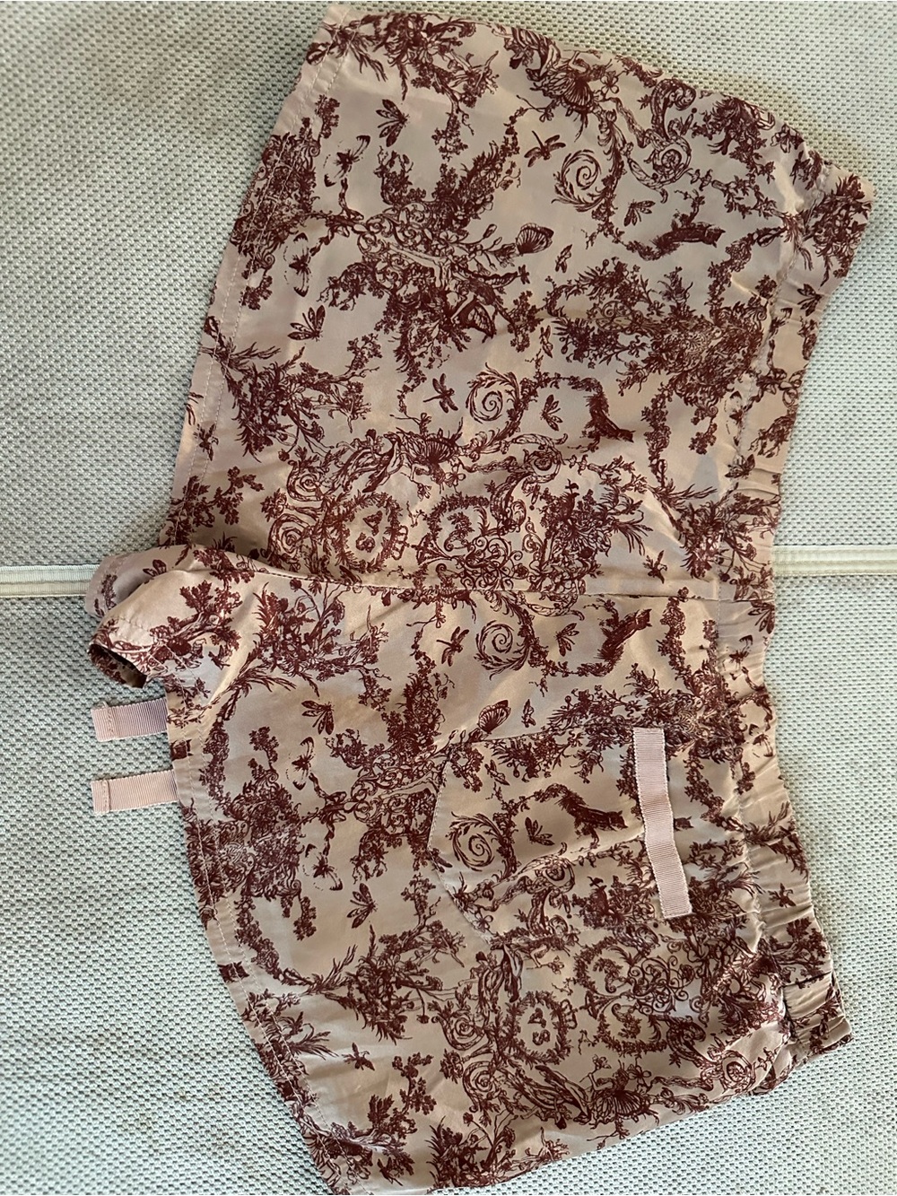 Women's silk Printed Sleep Shorts - Dusty Pink Toile - Picture 3 of 6